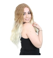 Su Daası Uzun Perçemsiz Fiber Sen Peruk / Balköpüğü / Platin Orta Ombreli