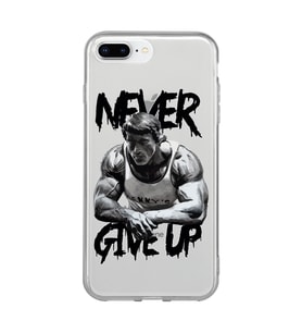 Iphone 7 Plus / 8 Plus Uyumlu Arnold Fitness Never Give Up Desenli Şeffaf Telefon Kılıfı