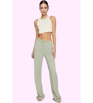Kadın Geniş Paça Uzun Boy Düşük Bel Wide Leg Jean %100 Liyosel Günlük Stil Kaliteli Malzeme (Mint)