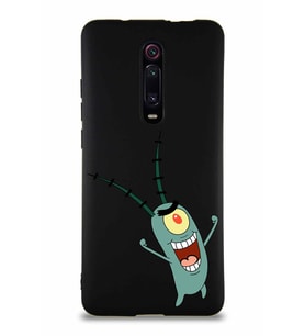 Xiaomi Redmi K20 Soft Premier Kapak Plankton Tasarımlı Silikon Kılıf - Siyah (Şeffaf)