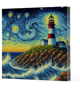 Van Gogh 8 Deniz Feneri - Çizgisiz Yan Boyamalı Defter