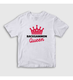 Presmono Unisex Çocuk Beyaz Backgammon Queen Tavla Kraliçesi Oyun T-Shirt 417519tt (Beyaz)