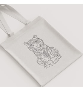 Ham Bez Çanta Kaplan Desenli Mandala Unisex Omuz Çantası Hediyelik Boyanabilir Kanvas Çanta