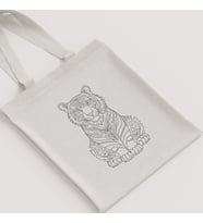 Ham Bez Çanta Kaplan Desenli Mandala Unisex Omuz Çantası Hediyelik Boyanabilir Kanvas Çanta