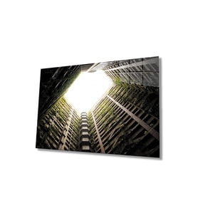Miyrem Glasses Collection -A1^#  Balkonlu Geometrik Bina Cam Tablo, Cam Tablo (Çok Renkli)