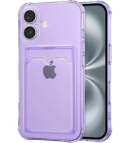 Teknomoda Apple iPhone 16 PLUS Kılıf Kartlıklı Anti Şok Korumalı Şeffaf Silikon Lila
