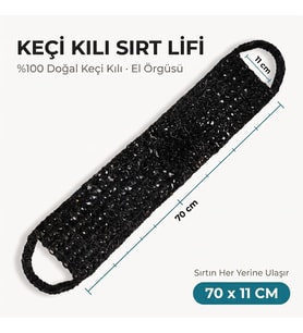 Lexroo Keçi Kılı Sırt lifi El örmesi. SİYAH 70 cm 11 cm