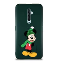 Oppo Reno 2Z Soft Premier Kapak Mickey Mouse-G Tasarımlı Silikon Kılıf - Yeşil (Şeffaf)