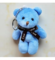 Mini Sevimli Peluş Ayıcık Anahtarlık (Premium,Hediye Kutusunda,Not Yazılabilir) (Mavi)