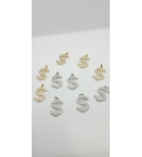 Silver Renk Taşlı Dolar Kolye Ucu