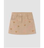 LCW Kids Bej Nakışlı Kız Çocuk Gabardin Etek