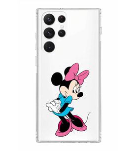 Samsung Galaxy S22 Ultra  Kamera Korumalı Kapak Minnie Mouse Tasarımlı  Şeffaf Kılıf