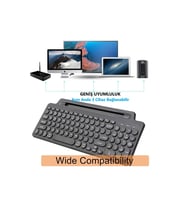 Bluetooth Klavye +2.4Ghz Kablosuz Kendinden Standlı Tablet Telefon Tv PC Android IOS Windows Numerik