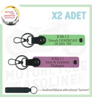 Hız Tutkunlarına Özel İsim Plaka ve B Rh (-) Kan Grubu Yazılı Deri x2 Anahtarlık, Pembe-F Yeşil-Laci (Çok Renkli)