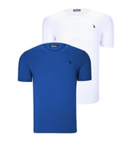 İKİLİ SET T8568 DEWBERRY V YAKA ERKEK T-SHIRT-BEYAZ-SAKS (Karışık)