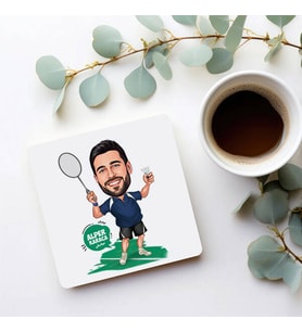 Kişiye Özel Tenis Hocası Adam Karikatürlü Bardak Altlığı