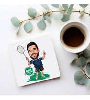 Kişiye Özel Tenis Hocası Adam Karikatürlü Bardak Altlığı