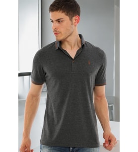 T8586 DEWBERRY ERKEK POLO YAKA T-SHIRT-AÇIK ANTRASİT