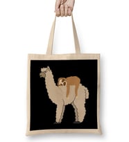 Sloth Riding Llama Adorable Lama & Sleepy Sloth Bez Çanta Uzun Saplı