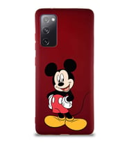 Samsung Galaxy S20 FE Soft Premier Kapak Mickey Mouse-E Tasarımlı Silikon Kılıf - Mürdüm (Şeffaf)