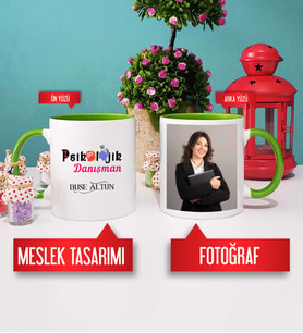 Psikolojik Danışman Kupa Bardak Yeşil Fotoğraflı
