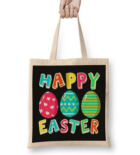 Happy Easter 06 Bez Çanta Uzun Saplı