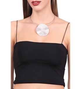 Kadın Antik Gümüş Kaplama Baskılı Bohem Uçlu Choker