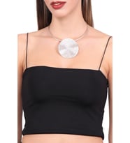 Kadın Antik Gümüş Kaplama Baskılı Bohem Uçlu Choker