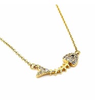 ZİRKON TAŞLI BALIK KILÇIK GOLD SARI TON ÇELİK KADIN KOLYE Q0512