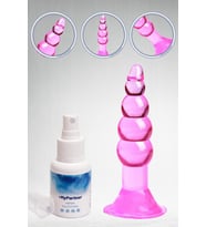 Yeni Başlayanlar Için 5 Boğumlu Pembe  Plug Ve  Tıkaç + Temizleme Solüsyonu