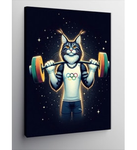 Kanvas Tablo Fitness Yapan Kedi