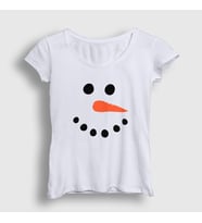 Presmono Kadın Beyaz Snowman Kardan Adam Yılbaşı T-Shirt 270943tt