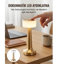 Kablosuz Renkli Masa ve Gece Lambası Altın Rengi Dokunmatik Led Lamba Yeni Nesil