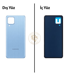 Samsung M32 Mavi Arka Kapak Arka Cam Batarya Kapağı Lazer Kesim Kapak Pil Kapağı Back Cover