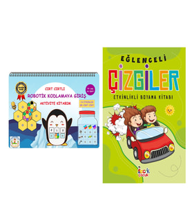 Becerikli Kaşifler Cırt Cırtlı Robotik Kodlamaya Giriş Aktivite Kitabım ve Bıcırık Eğlenceli Çizgiler Seti 2 Kitap