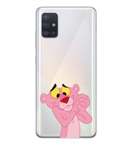 Galaxy A51 Uyumlu Pembe Panter Tasarımlı Şeffaf Telefon Kılıfı
