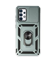 Samsung Galaxy A72 Kılıf Pars Lens Yüzüklü Silikon - Yeşil