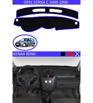 Opel Corsa C 2000-2006 Için Uygun Torpido Koruma Halısı Siyah Kenar Renk Mavi