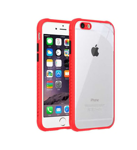 Uyumlu Model Apple iPhone 6 6S Kılıf Kenar Renkli Sararmaz Şeffaf Kapak (Kırmızı)