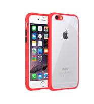 Uyumlu Model Apple iPhone 6 6S Kılıf Kenar Renkli Sararmaz Şeffaf Kapak (Kırmızı)