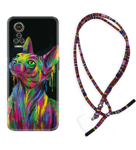 General Mobile GM 21 Pro GM 22 Pro Plus Kılıf Boyun Asklı Rasta Silikon Color Cat 1754