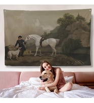 George Stubbs 'un Creswell Kayalıkları'nda Damat ve Tazı ile Gri Avcı Duvar Örtüsü-7002