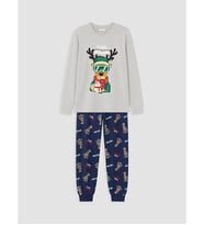 LCW Kids Gri Yılbaşı Temalı Erkek Çocuk Pijama Takımı