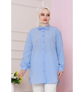 önü incili Tunik-Bebe mavi