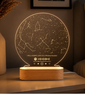 Kişiye Özel Spotify Kodlu Yıldız Haritası Led Gece Lambası - Doğum Günü ve Yıldönümü Hediyesi - Gökyüzü Haritası - Sevgiliye Romantik Hediye