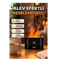 LED Alev Efektli Buhar Makinesi Kumandalı Oda Nemlendirici Siyah