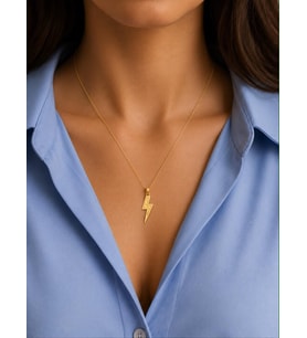 Kişiye Özel 925 Ayar Gümüş Şimşek Model Kolye (Gold)