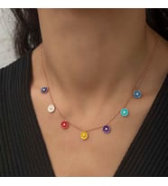 ?Gümüş Rose Renkli Papatyalar Kolye