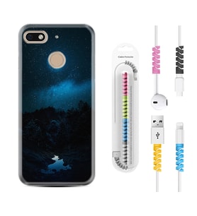 General Mobile GM8 Go GM9 GM20 Pro Plus Kılıf Kablo Koruma Spiral Silikon Gece 1633