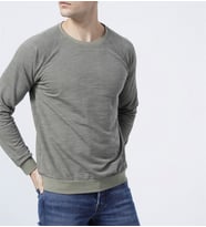 Basic Erkek Sweatshirt Kol Ucu Ribanalı (Haki)